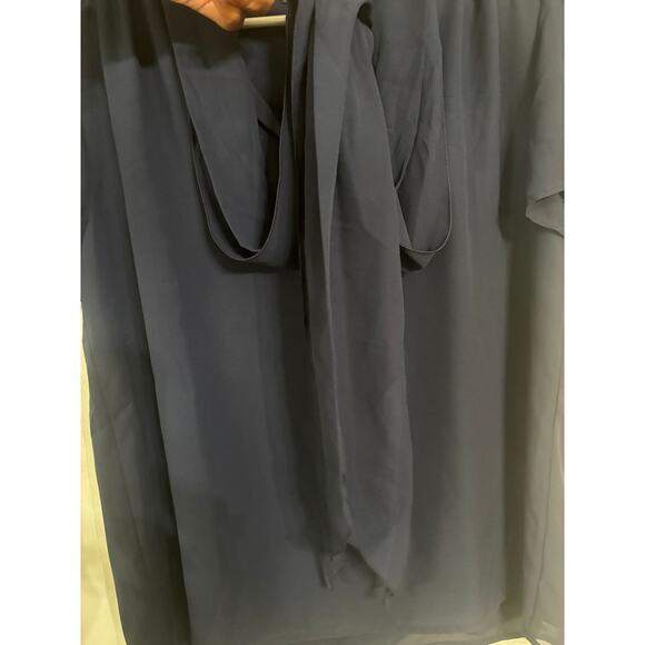 Ann Taylor Factory Navy Chiffon Tie-Neck Blouse - Picture 4 of 4